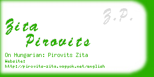 zita pirovits business card